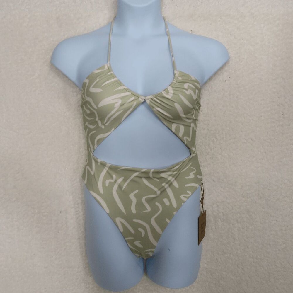 NWT!! Stone Fox Swim Olive and Cream One Piece